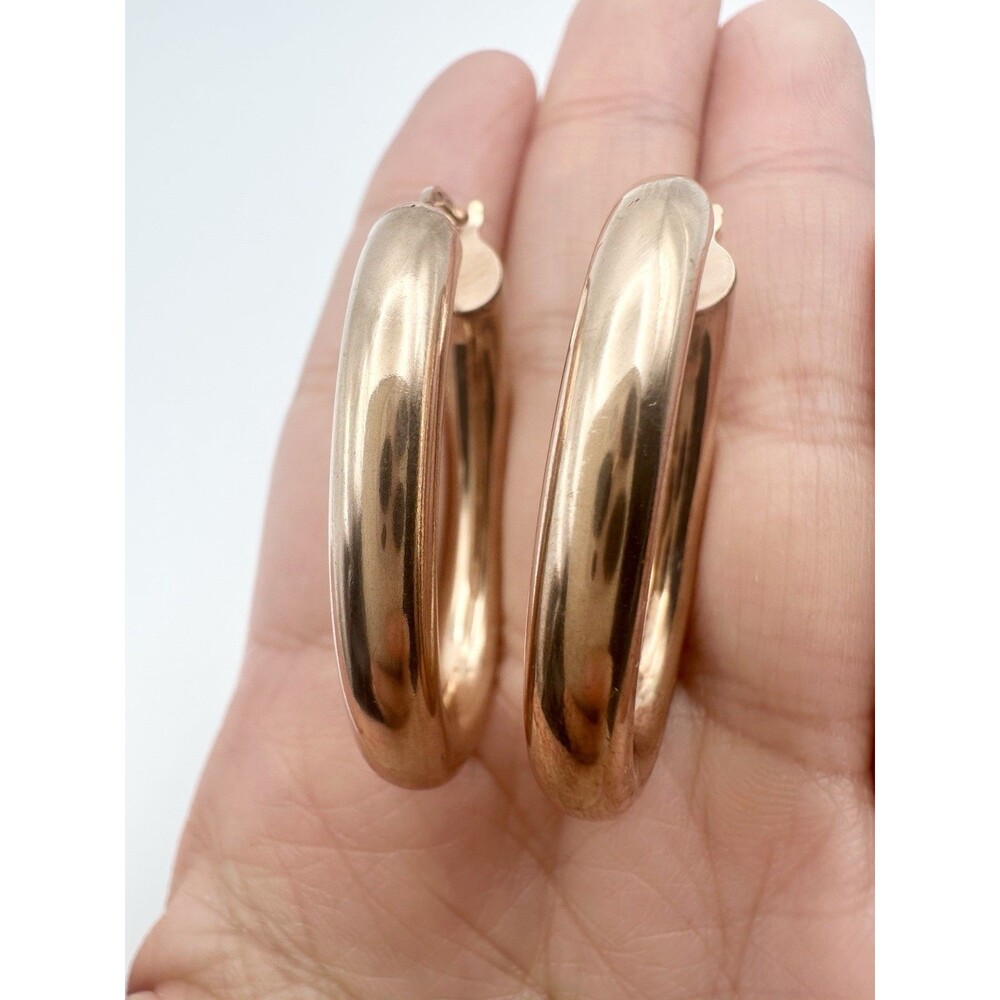 Dyadema Italy Rose Gold Vermeil Sterling Silver Oval Hoop Earrings